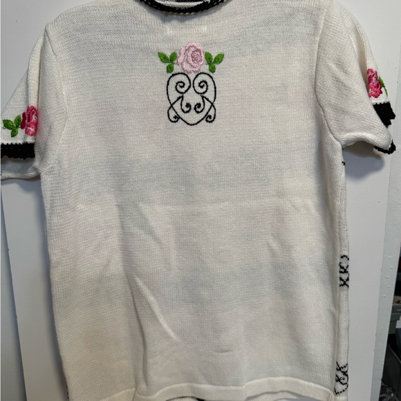 VTG Storybook Knits Women’s Short Sleeve Cardigan Floral, Size Medium - Picture 7 of 11